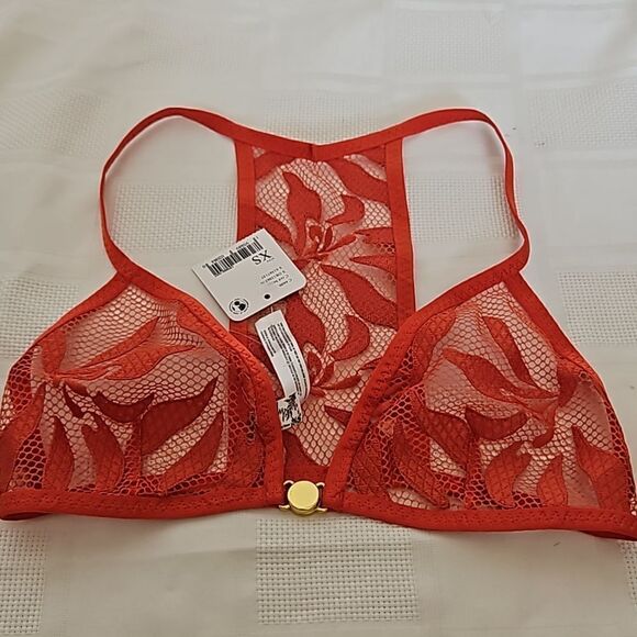 HOST PICK Free People Lace Bralette Racer Back Bra Henna Red XS - Picture 14 of 16